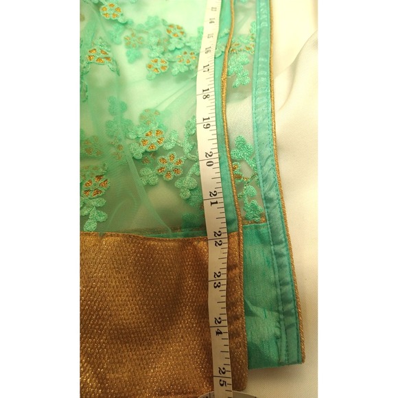 womens fancy SOCTH turquois‎ & gold saree top and cover, size L - Picture 16 of 16